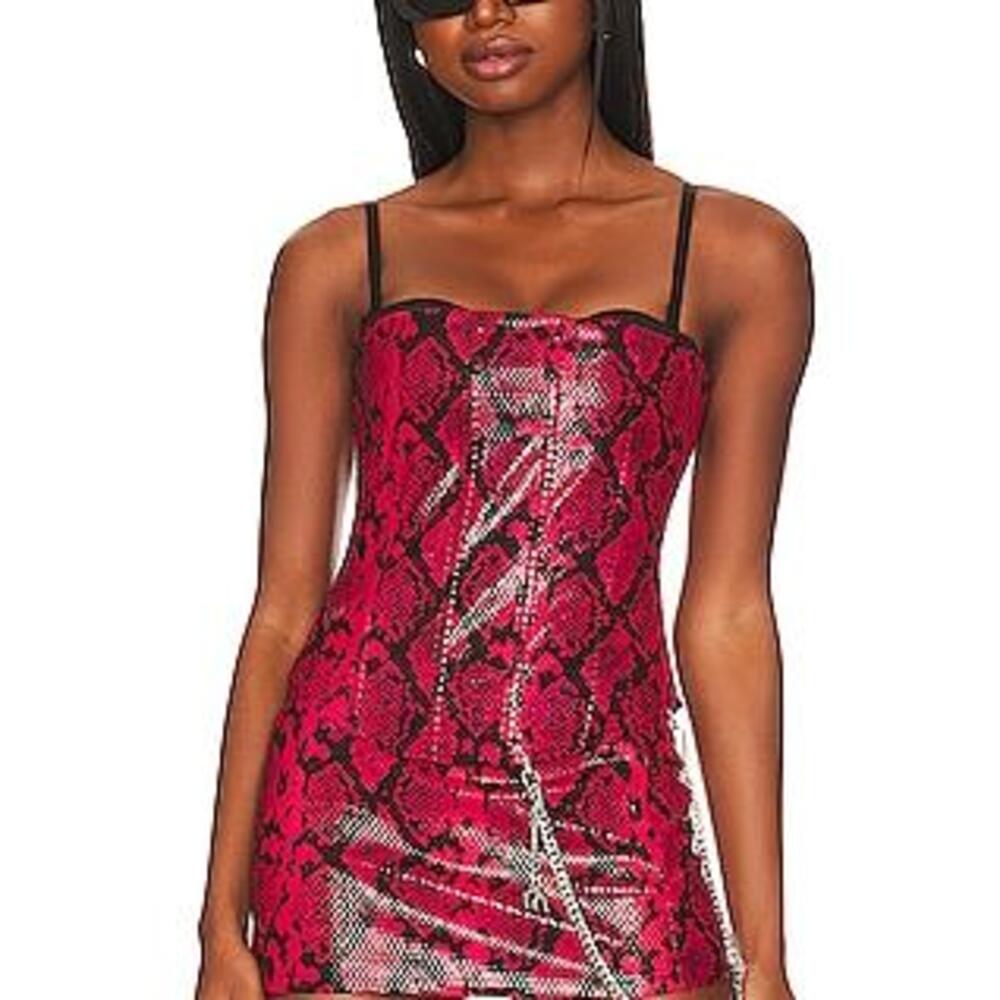 Miaou Chuck Corset in Rouge Pyhton in Red